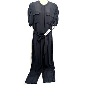 *NEW* CALVIN KLEIN Women's Black Utility Jumpsuit Size 8 Short Sleeve Belted